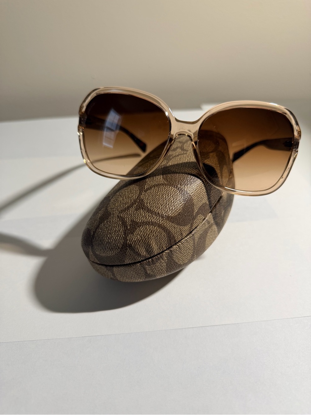 Coach Beige Frame Sunglasses with Brown Gradient Lenses